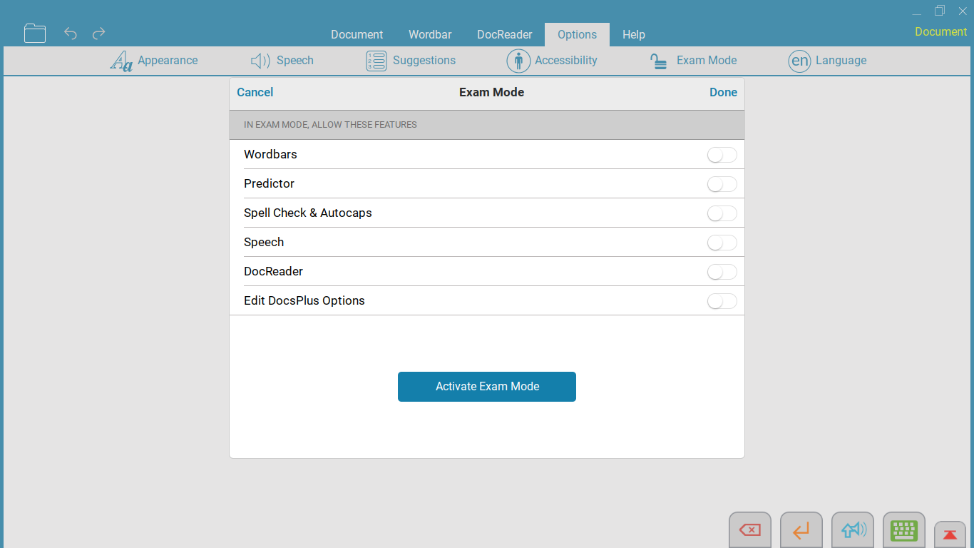 DocsPlus App exam mode